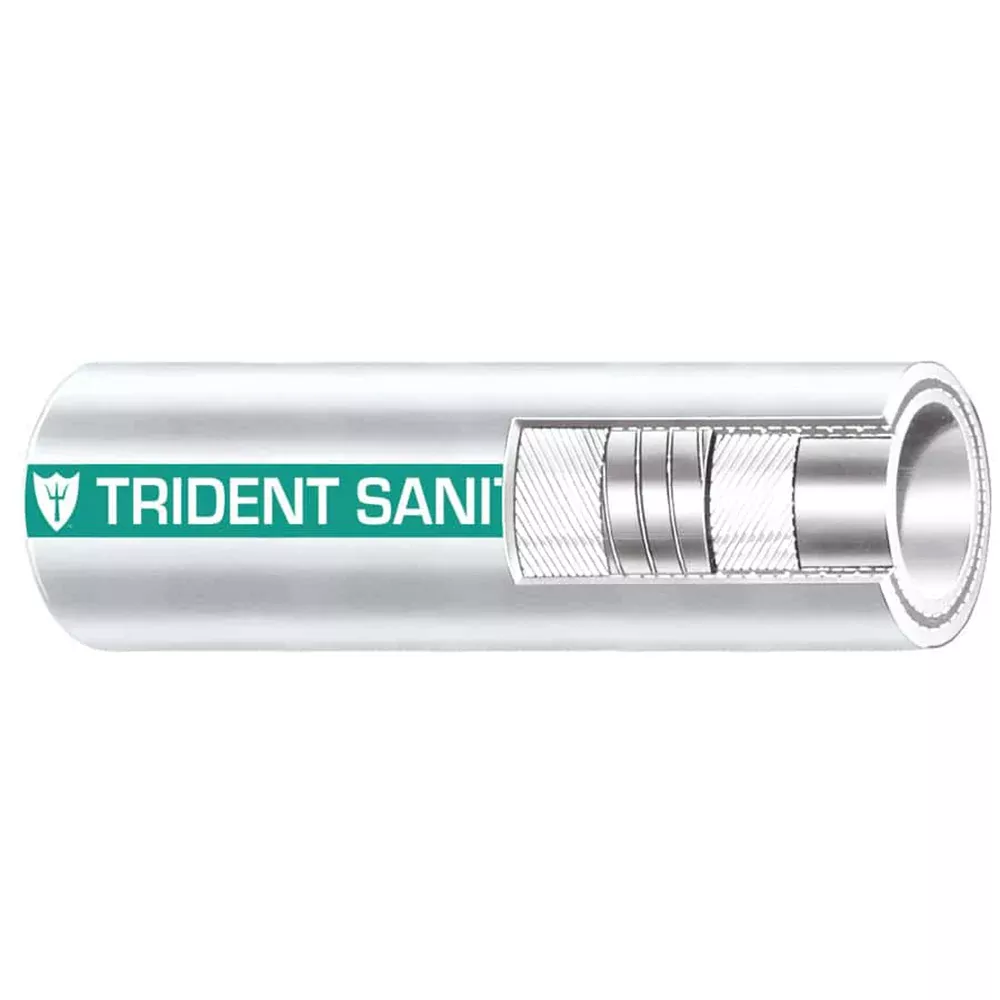 Trident Marine 1-1/2″ Premium Marine Sanitation Hose – White with Green Stripe – Sold by the Foot [102-1126-FT] Super Sale