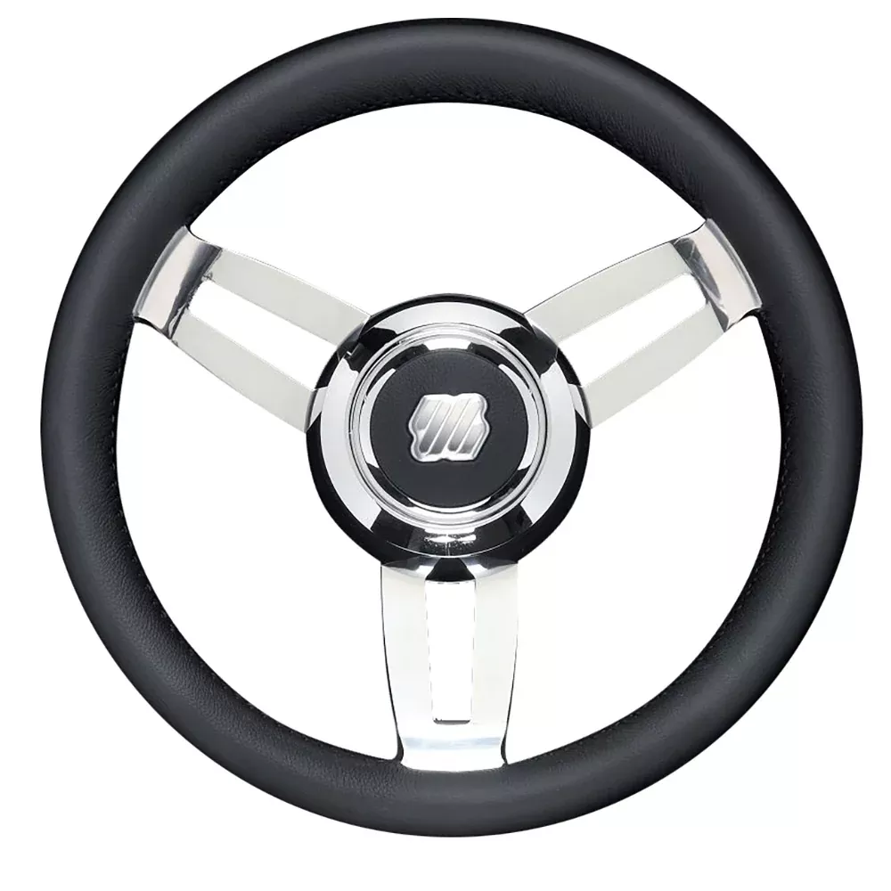 Uflex Morosini 13.8" Steering Wheel - Black Polyurethane w/Stainless Steel SpokesChrome Hub [MOROSINI U/CH/B]