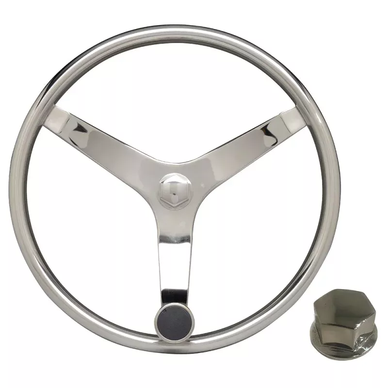 Uflex - V46 - 13.5" Stainless Steel Steering Wheel w/Speed KnobChrome Nut [V46 KIT]