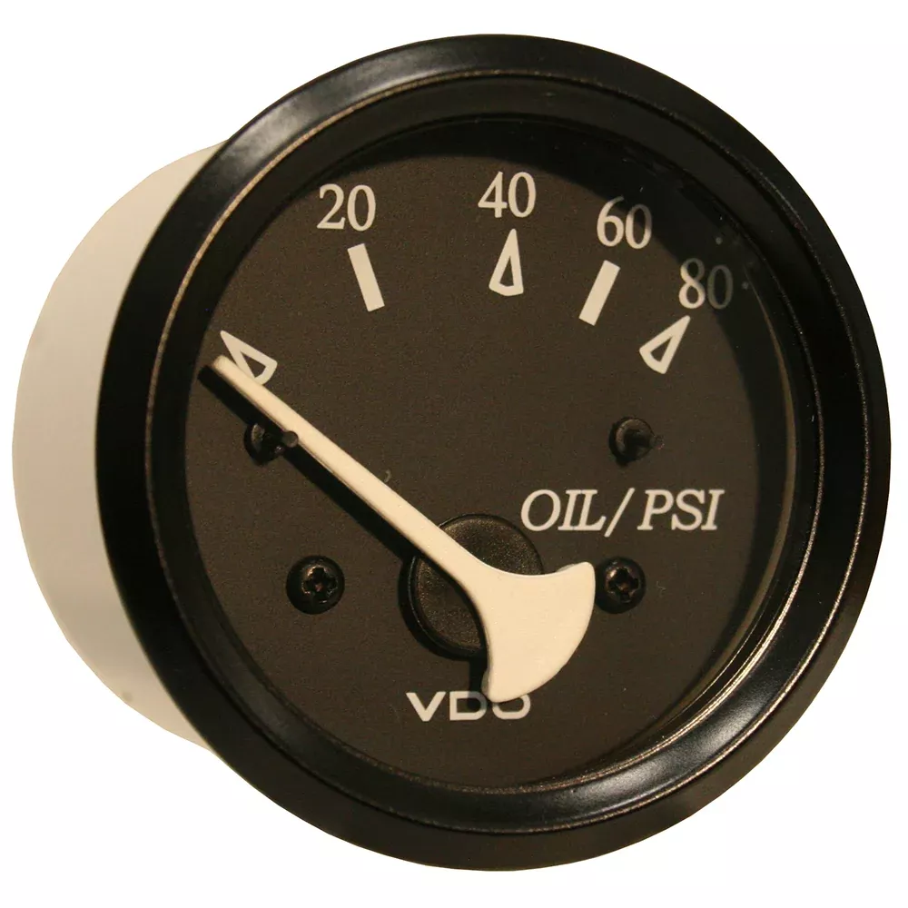 VDO Cockpit Marine Oil Pressure Gauge - 80 PSI - Black Dial /Bezel [350-11800]