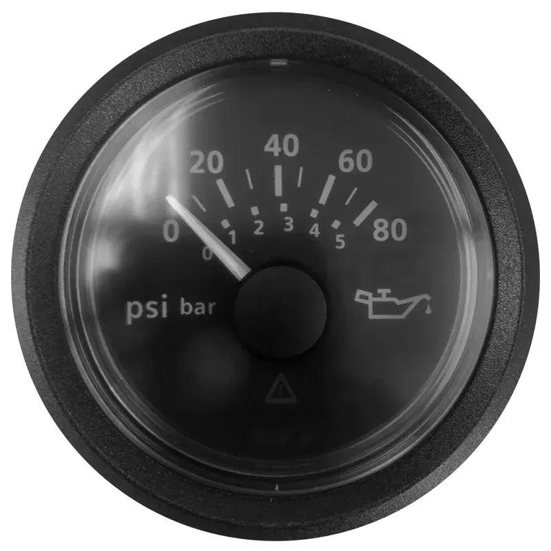 Veratron 52 MM (2-1/16″) ViewLine Oil Pressure Gauge – 0 to 80 PSI – Black Dial & Bezel New Release
