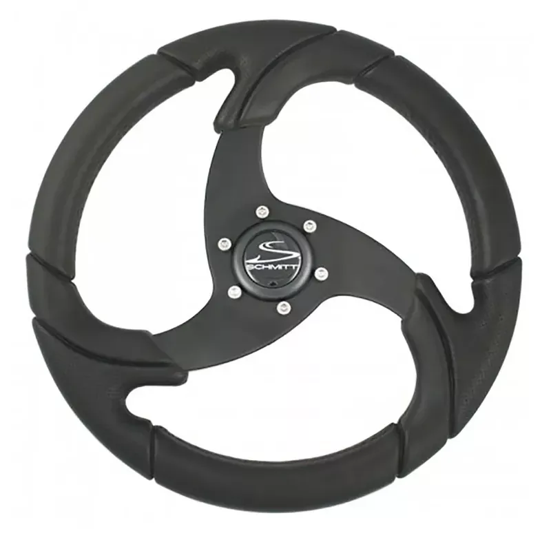 While Supplies Last Schmitt Marine Folletto 14.2″ Wheel – Black Polished Polyurethane – 3/4″ Tapered Shaft w/Black Center Cap [PU026104-R]