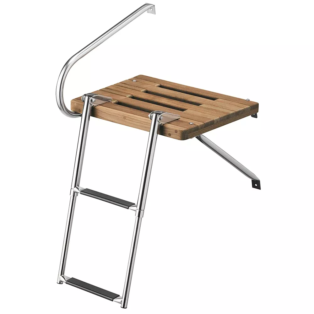 Whitecap Teak Swim Platform w /2-Step Telescoping Ladder f /Boats w /Outboard Motors [68900]