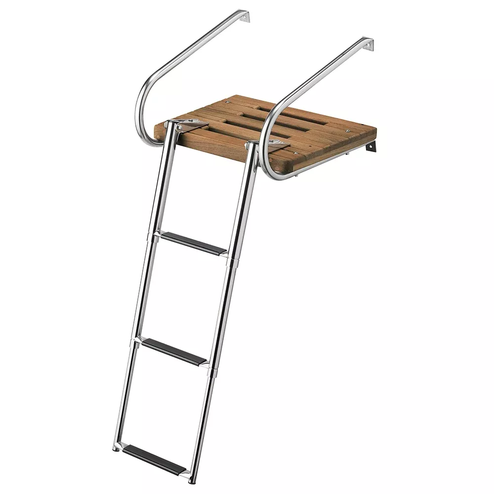 Whitecap Teak Swim Platform w /3-Step Telescoping Ladder f /Boats w /Inboard /Outboard Motors [68906]