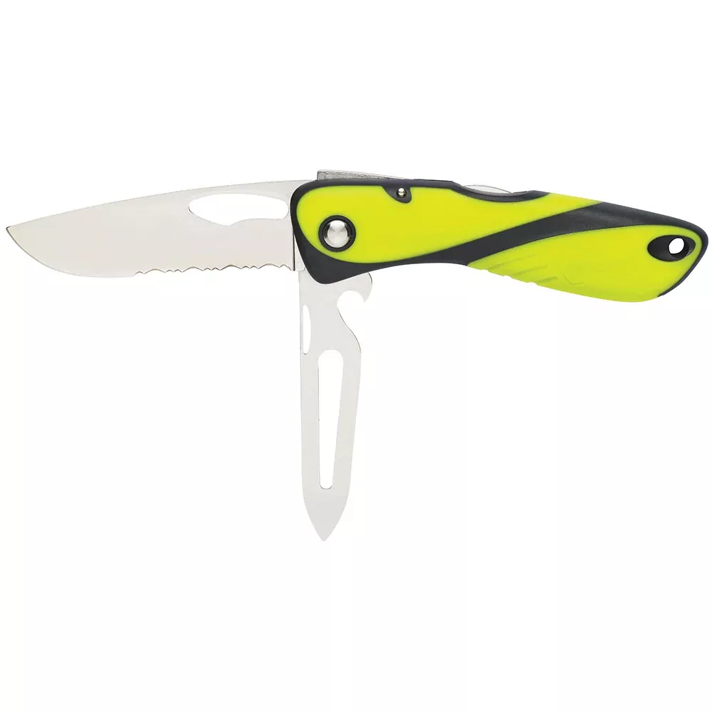 Wichard Offshore Knife - Serrated Blade - Shackler /Spike - Fluorescent [10122W]